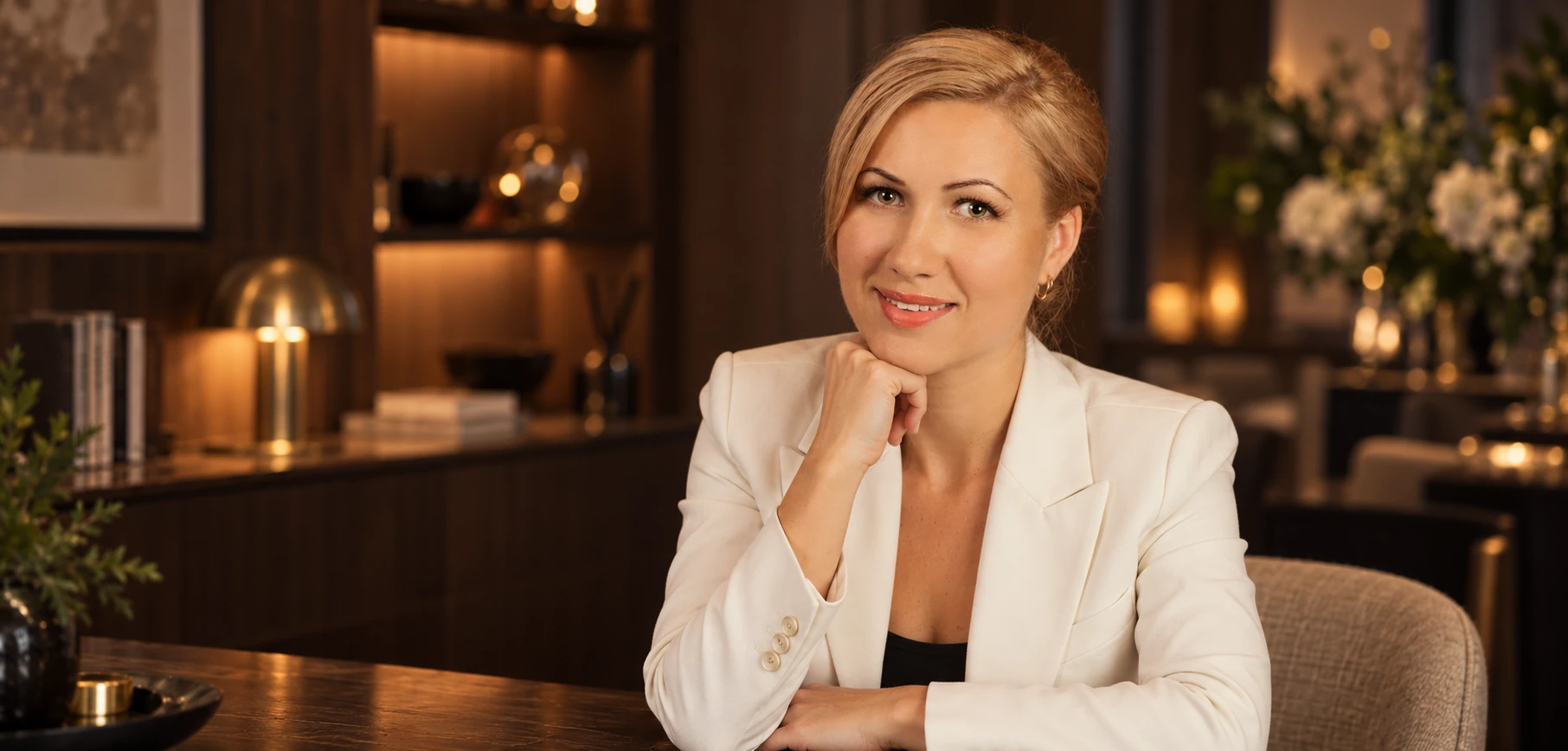 Jeļenas Ledājas tēla vizualizācija — personīga saruna mājīgā interjerā